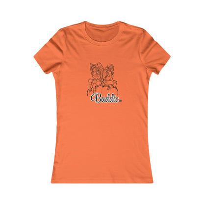 Baddies Women's Favorite Tee — Slim-Fit Ribbed Collar Graphic Tee