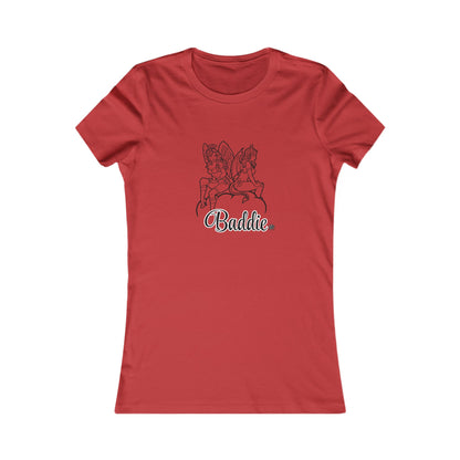 Baddies Women's Favorite Tee — Slim-Fit Ribbed Collar Graphic Tee