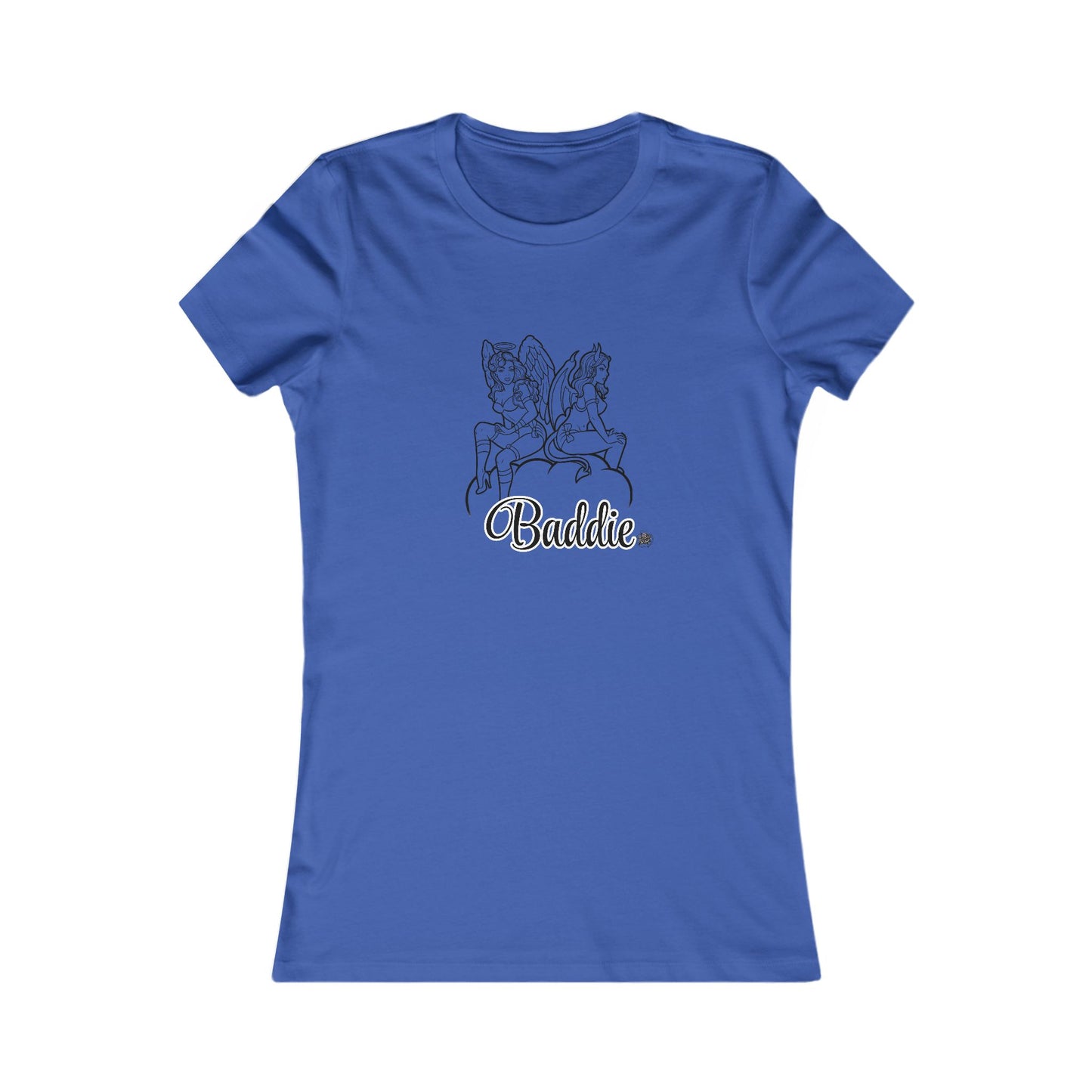 Baddies Women's Favorite Tee — Slim-Fit Ribbed Collar Graphic Tee
