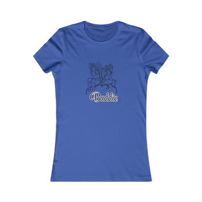 Baddies Women's Favorite Tee — Slim-Fit Ribbed Collar Graphic Tee