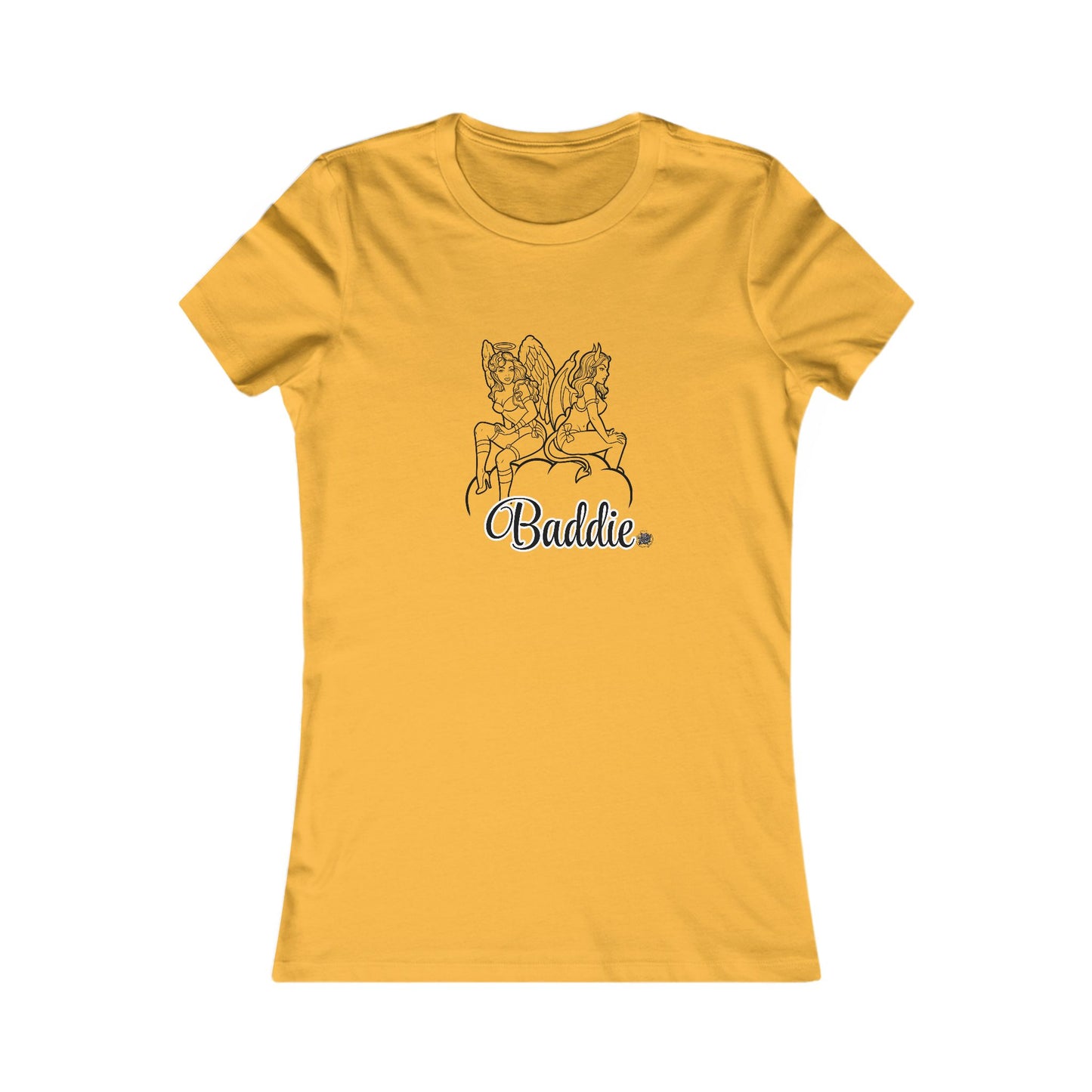 Baddies Women's Favorite Tee — Slim-Fit Ribbed Collar Graphic Tee
