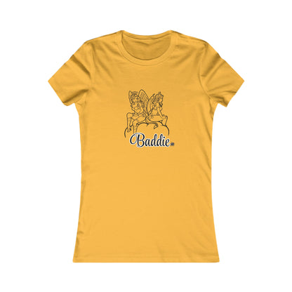Baddies Women's Favorite Tee — Slim-Fit Ribbed Collar Graphic Tee