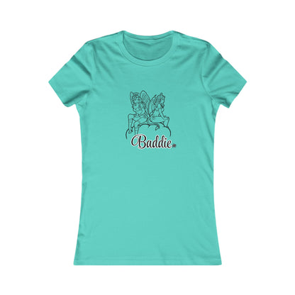 Baddies Women's Favorite Tee — Slim-Fit Ribbed Collar Graphic Tee