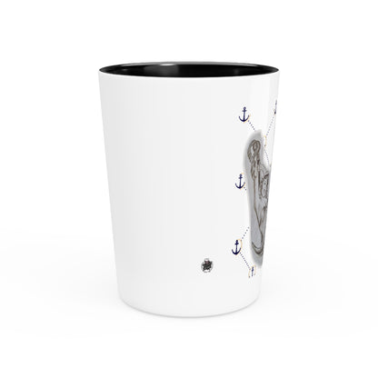 Vintage Sailor Girl Artwork and BOTTOMS UP - Ceramic Shot Glass