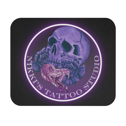 Nikki's Tattoo Studio Collection - Skull and Snake Logo - Mouse Pad — Nikki’s Purple & Black Desk Mat