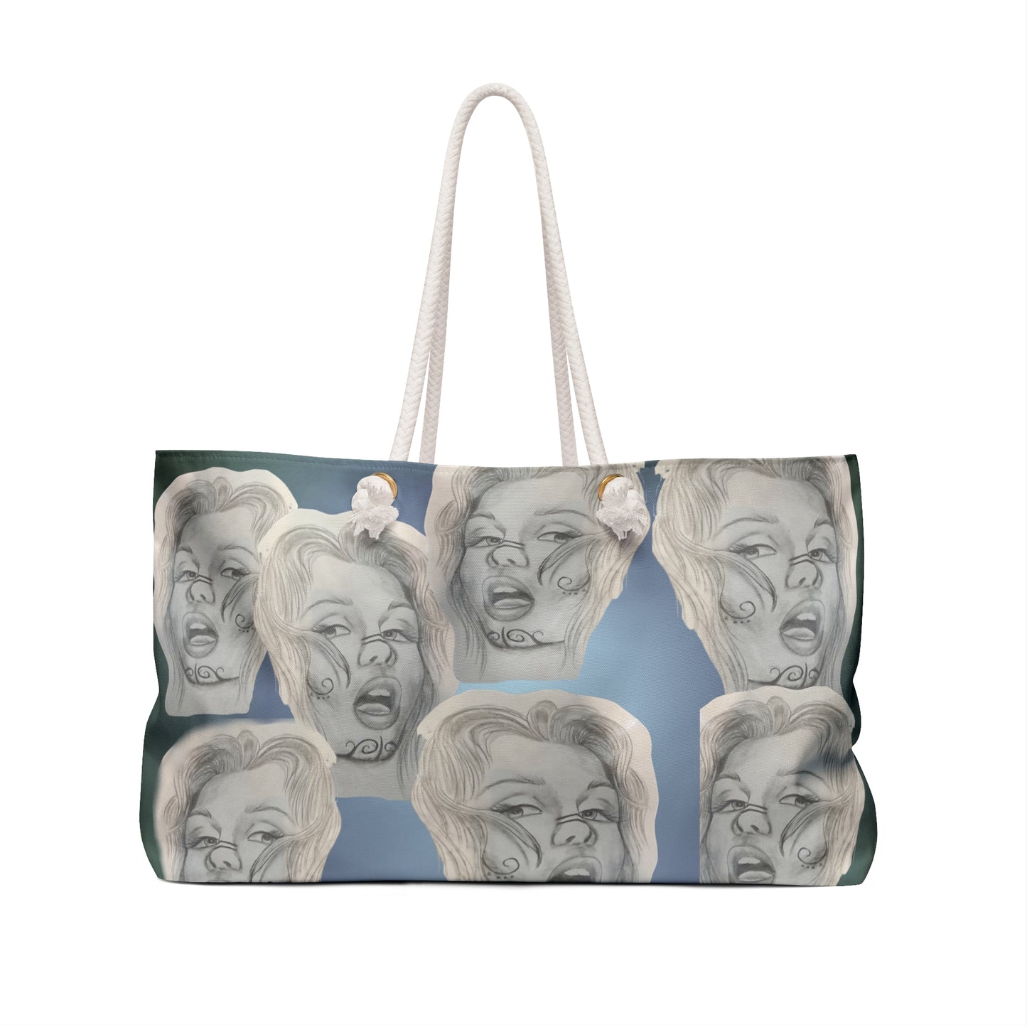 Painted Lady Face Tattoo Weekender Bag — Oversized Beach & Travel Tote