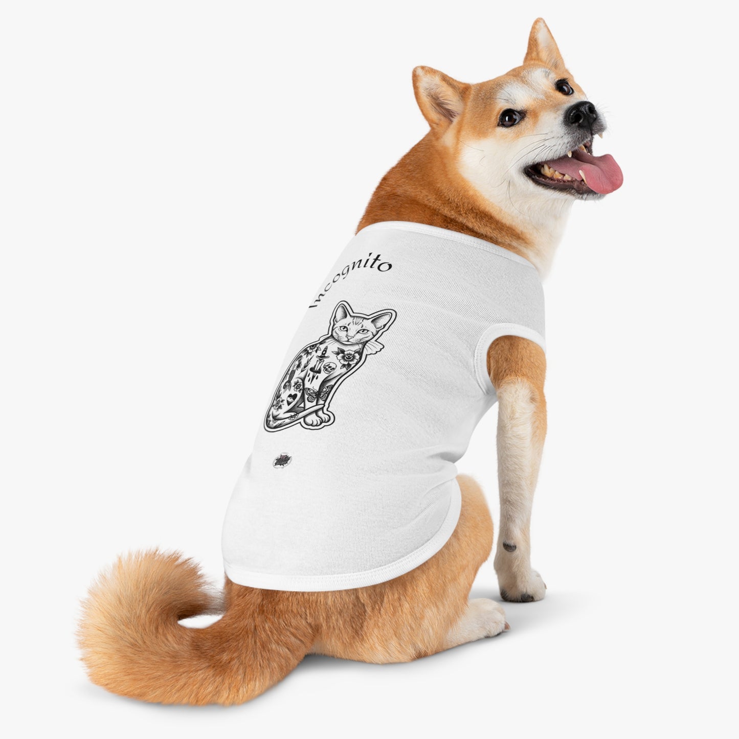 Incognito Tattoo Cat Pet Tank Top — Funny 'Incognito' Graphic Tank for Large Dogs