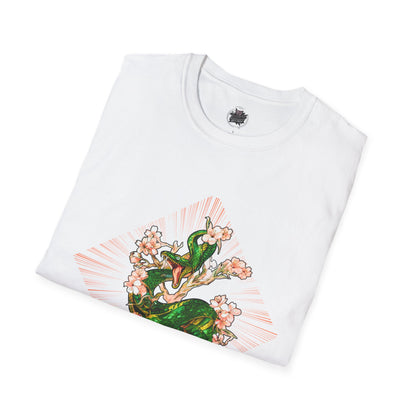 Snake and Cherry Blossoms - Unisex Softstyle T-Shirt