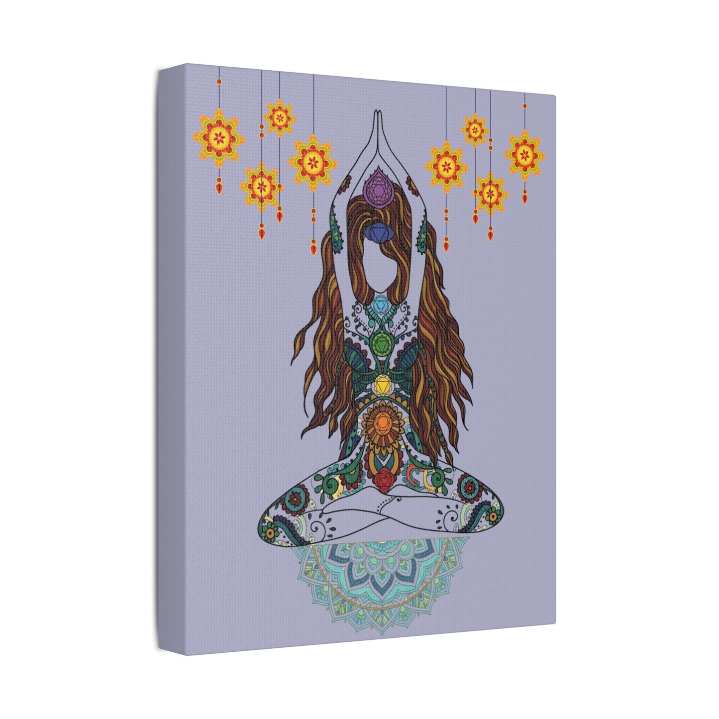 Yoga Goddess Meditation Lotus Mandala -- Satin Canvas Wall Art — 11x14 Meditation Print