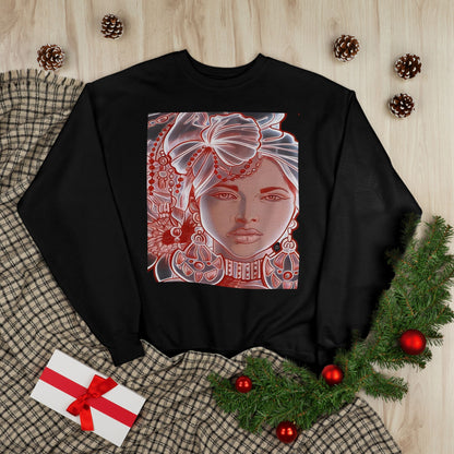 Floral African Goddess Sweatshirt — Gele Girl Portrait Crewneck