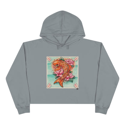 Girly Koi Pink Lotus Tattoo - Crop Hoodie (6 Colors) -- Original Tattoo Artwork
