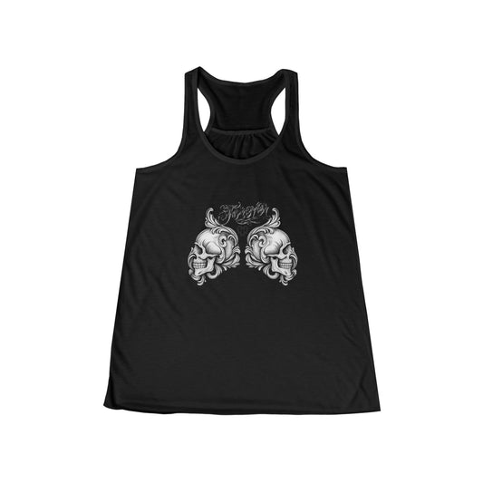 Forever Love Skull Couple Tattoo Flowy Racerback Tank — Vintage Romantic Summer Top