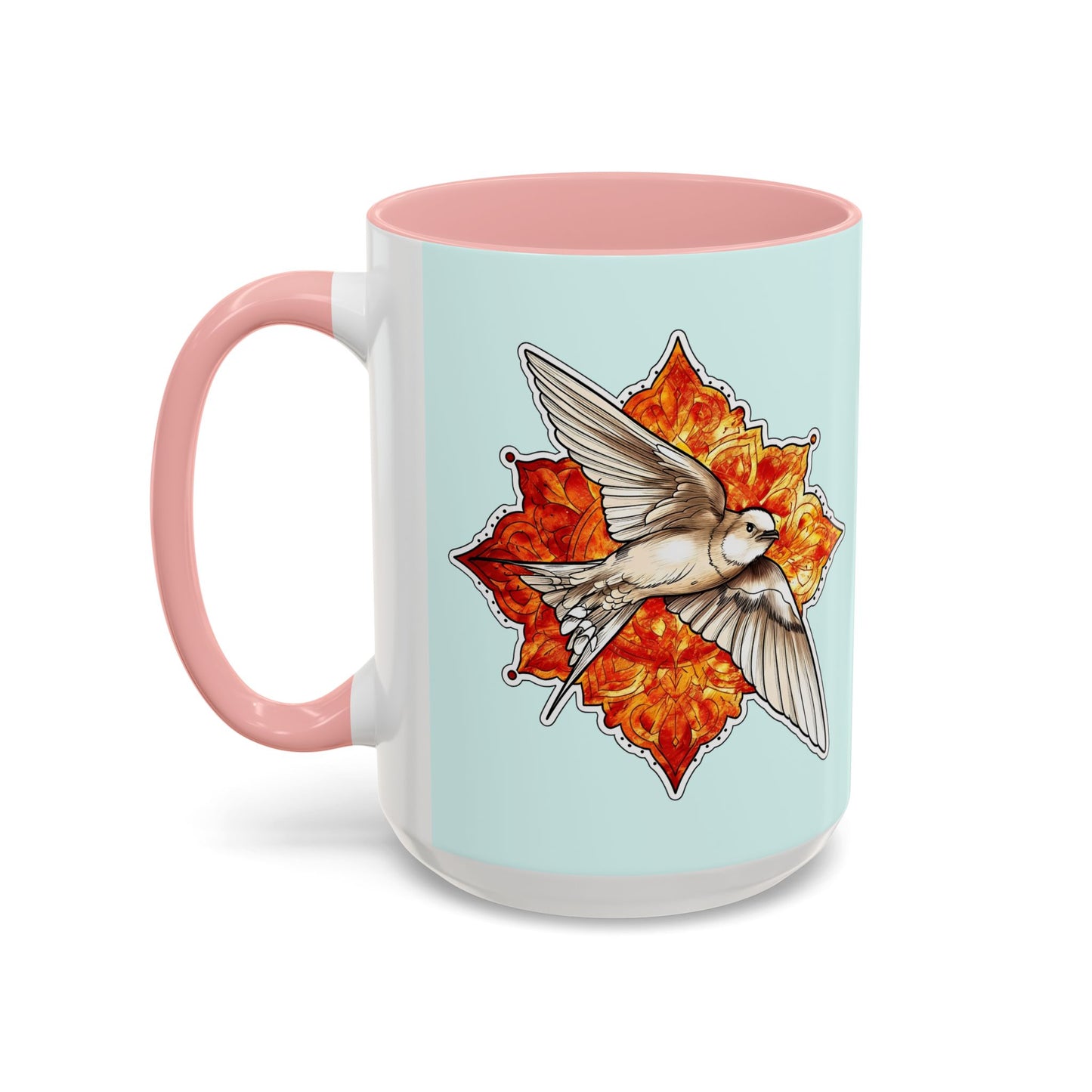 Swallow & Autumn Leaf Accent Coffee Mug — Ceramic Bird Lover Gift (11/15oz)
