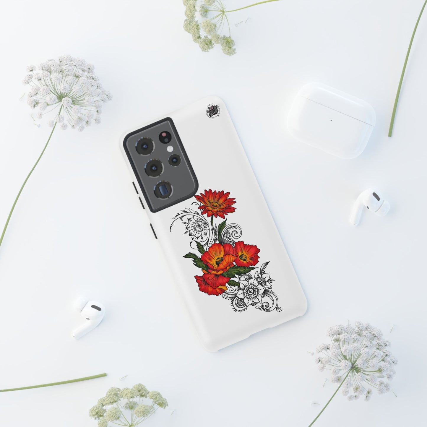 Floral Red Poppy - Tough Galaxy Phone Case Series S10-S25 Series