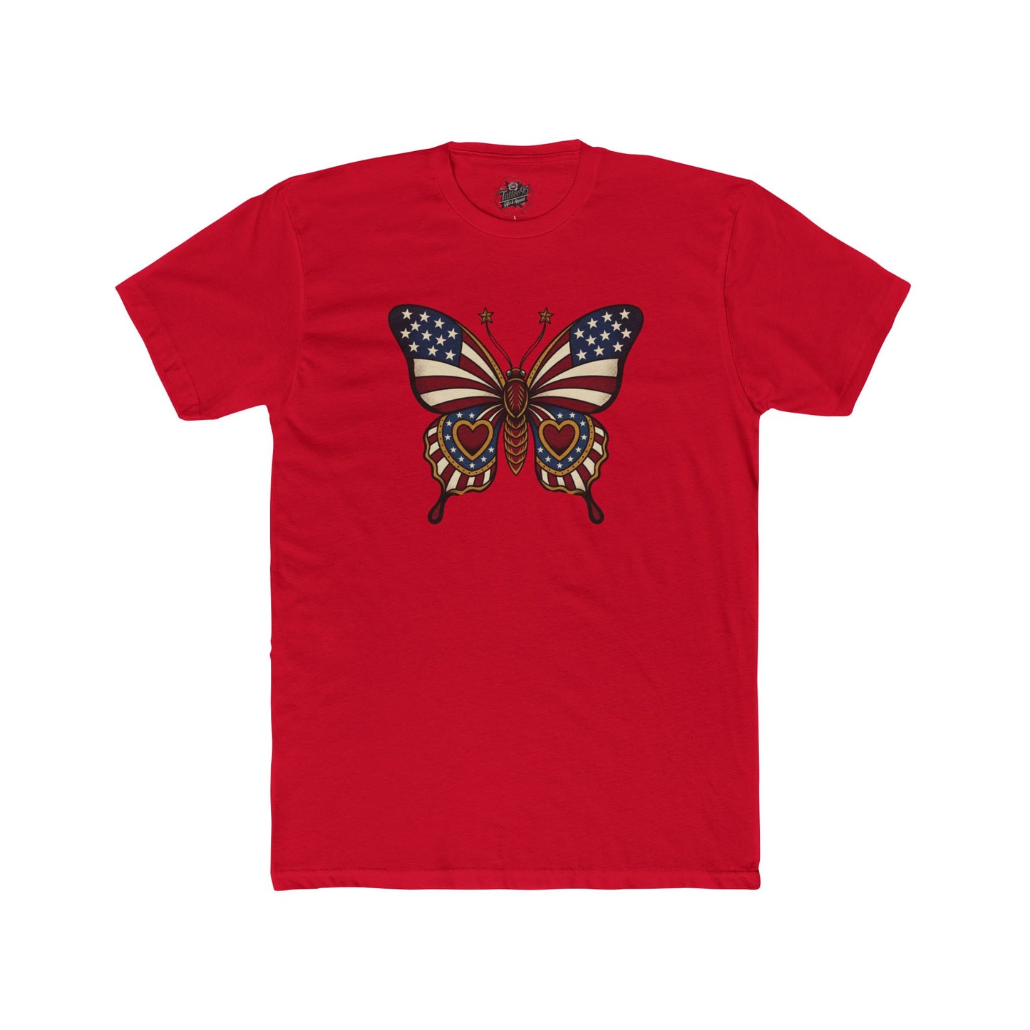 Butterflies Are Free US Flag Graphic Tee — Patriotic Butterfly Crew Tee