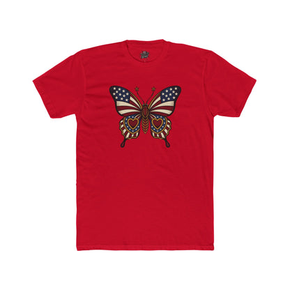 Butterflies Are Free US Flag Graphic Tee — Patriotic Butterfly Crew Tee