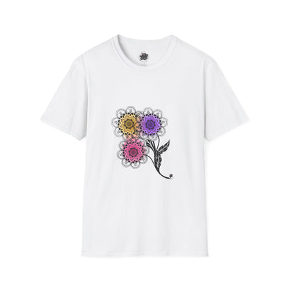 Skull Flower Mandala Trio - Unisex T-Shirt — Sugar Skull Back Medallion