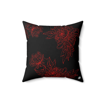 Moth Tattoo Art Pillow — Black Double-Sided Spun Polyester Decorative Pillow