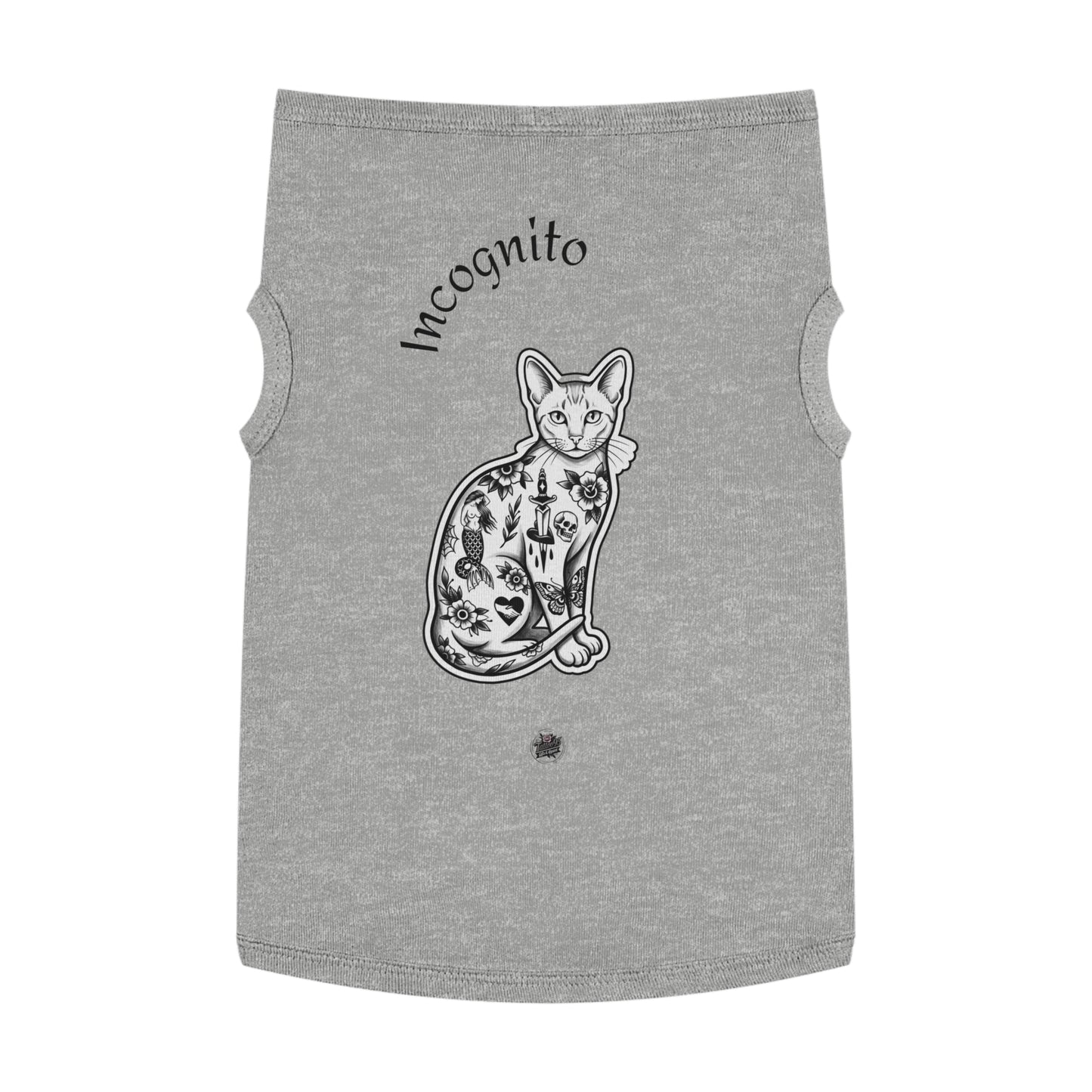 Incognito Tattoo Cat Pet Tank Top — Funny 'Incognito' Graphic Tank for Large Dogs