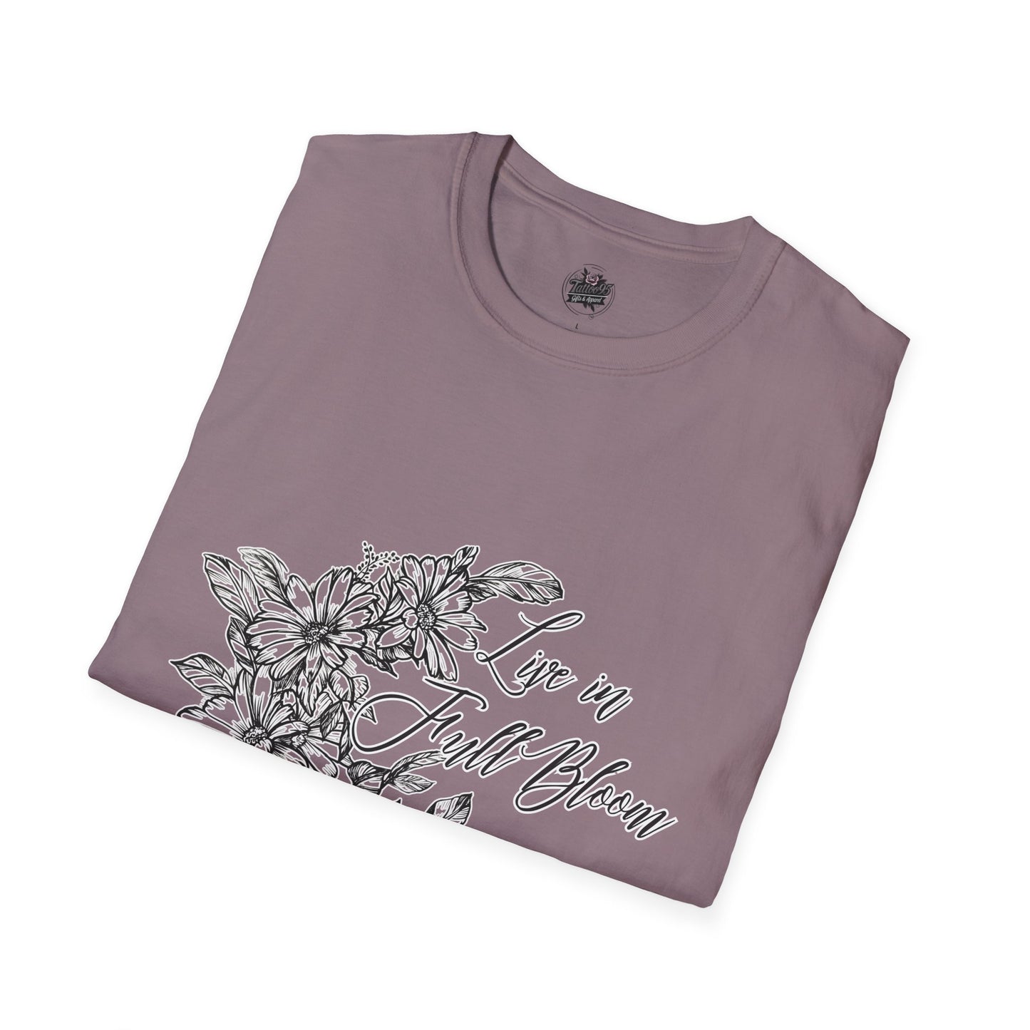 Live in Full Bloom - Floral Script Crew Tee