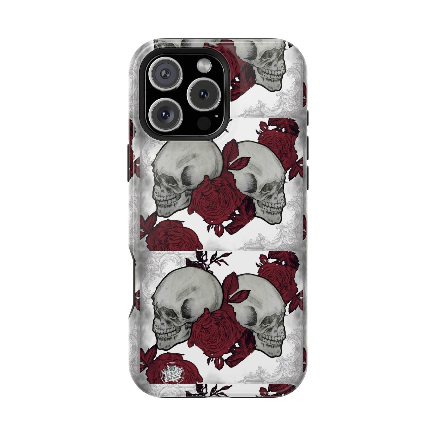 Skulls and Roses Tattoo Art - iPhone Case