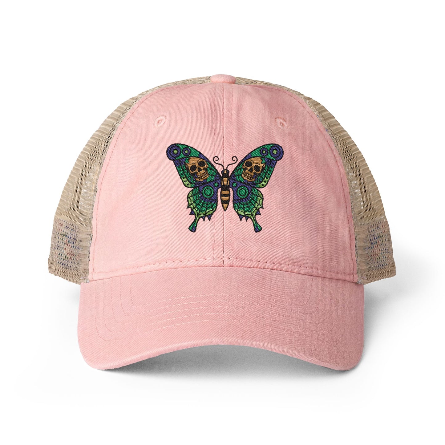 Butterfly Skulled Wings - Hat — Blue Graphic 'Quiet Promise' Women's Washed Mesh-Back Cap