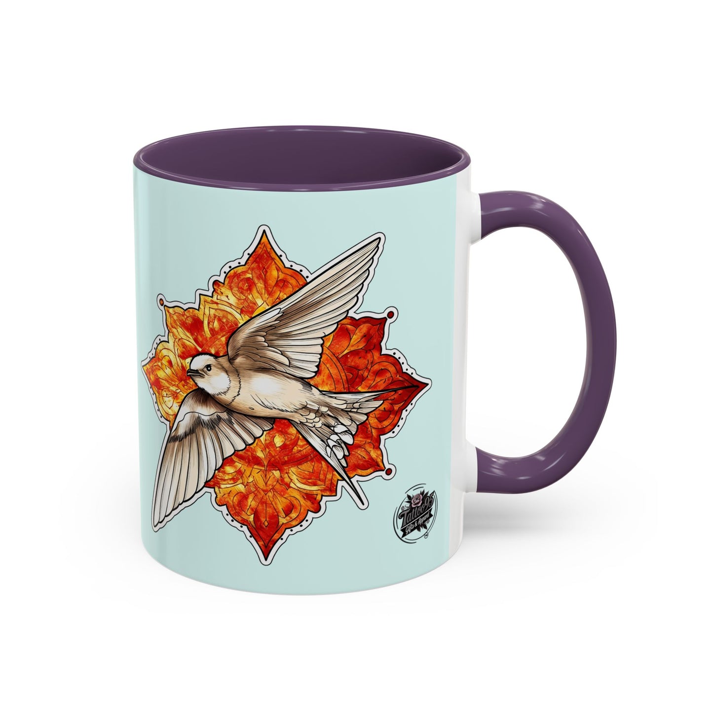 Swallow & Autumn Leaf Accent Coffee Mug — Ceramic Bird Lover Gift (11/15oz)