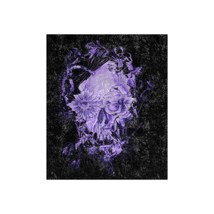 Floral Skull and Dragonfly Tattoo Art (Purple) - Crushed Velvet Blanket
