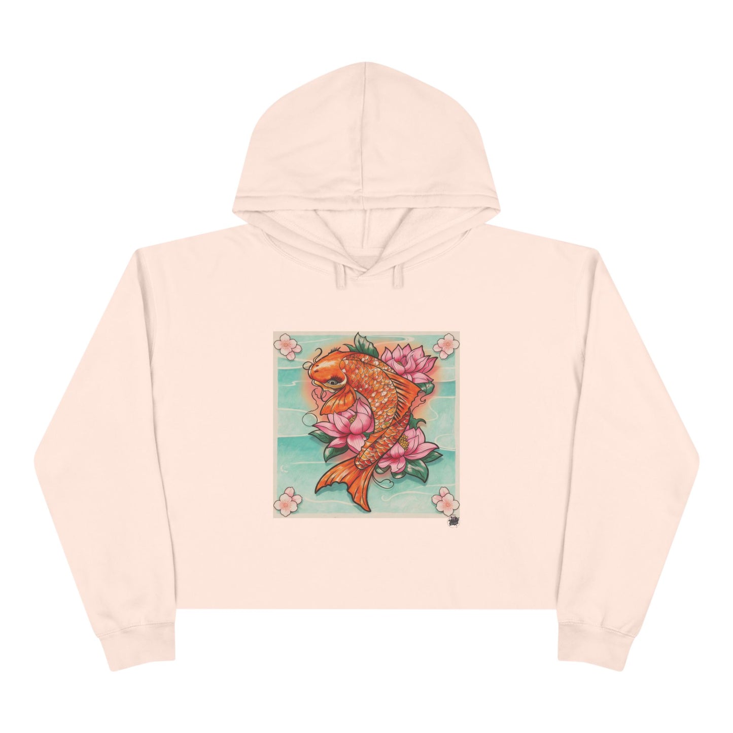 Girly Koi Pink Lotus Tattoo - Crop Hoodie (6 Colors) -- Original Tattoo Artwork
