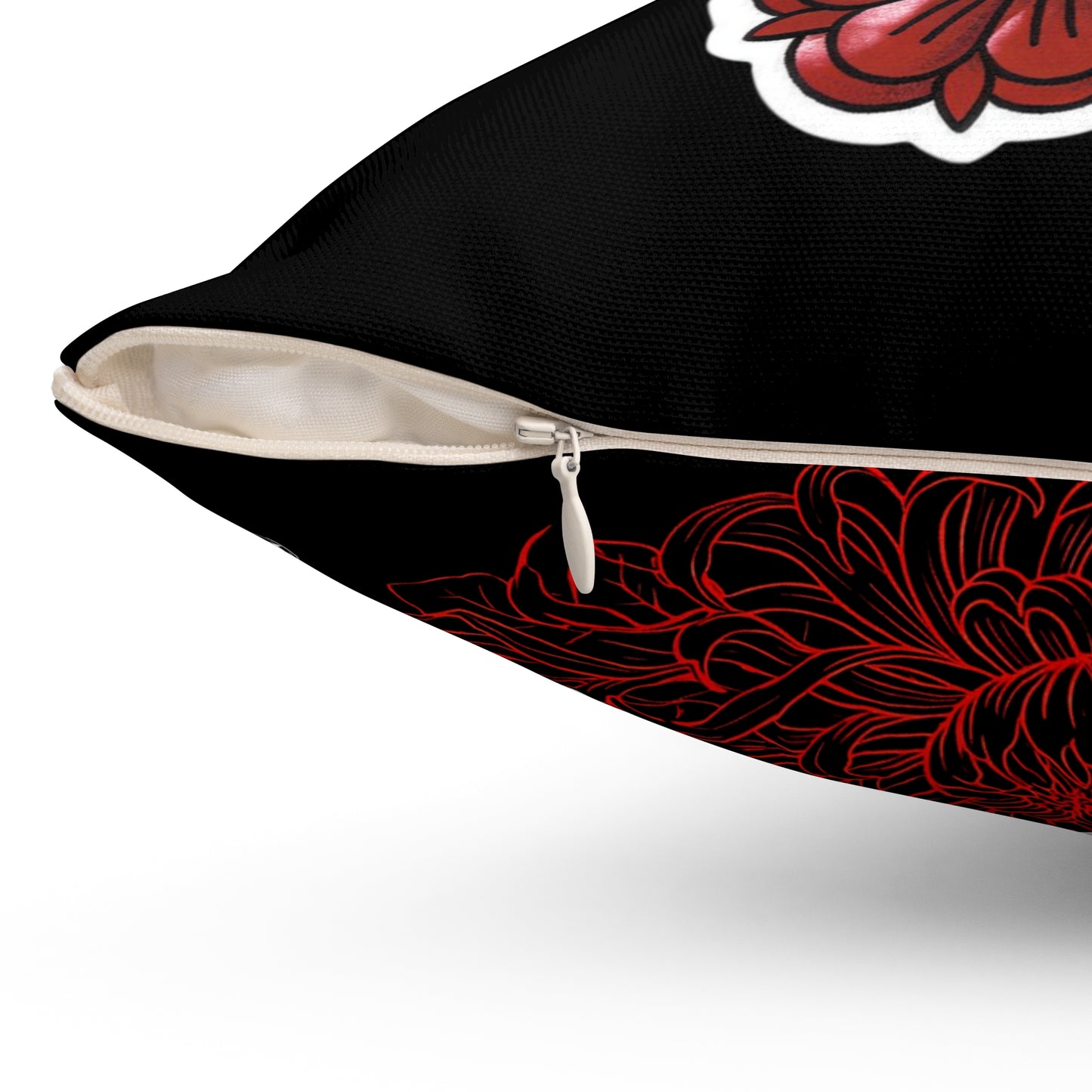 Moth Tattoo Art Pillow — Black Double-Sided Spun Polyester Decorative Pillow