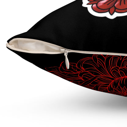 Moth Tattoo Art Pillow — Black Double-Sided Spun Polyester Decorative Pillow