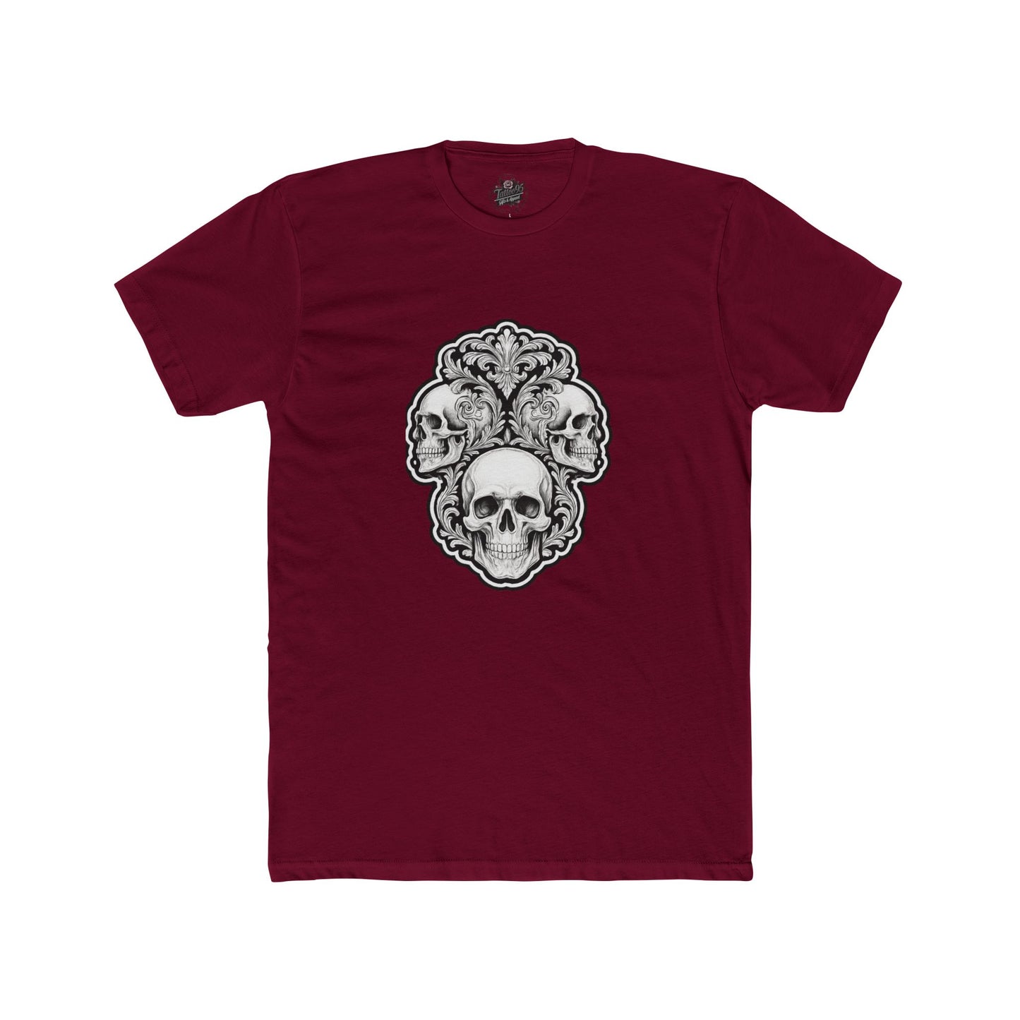Skulls Filigree Crew Tee — Unisex Cotton Skull Filigree T-Shirt