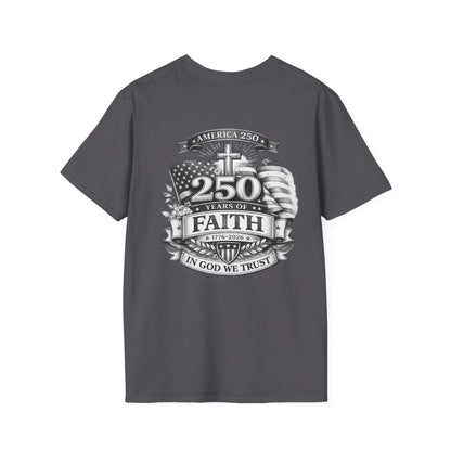 Patriotic '250 Years of Faith in the USA' T-Shirt — Happy Birthday America