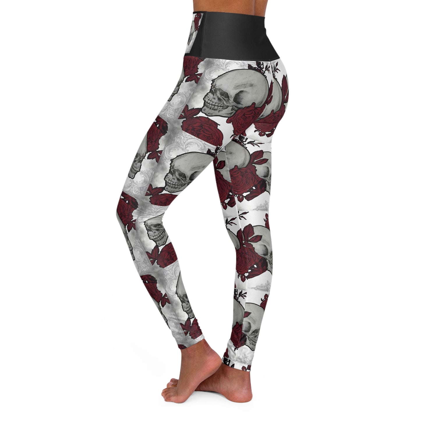 Skulls and Roses Tattoo Artwork - Yoga Leggings