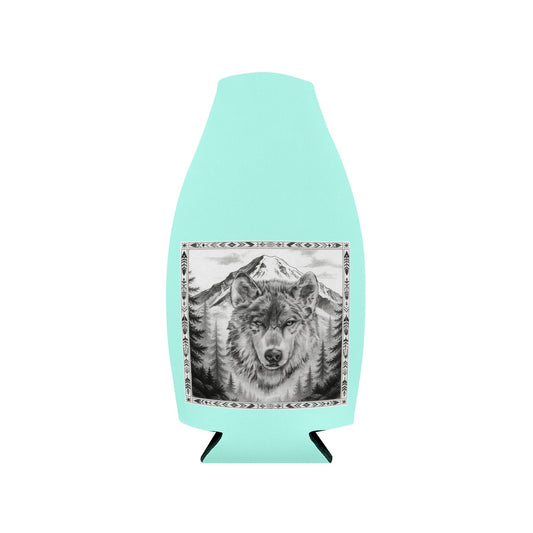 Wolf Mountain Tattoo Zip-Up Bottle Cooler Sleeve — Native American Design