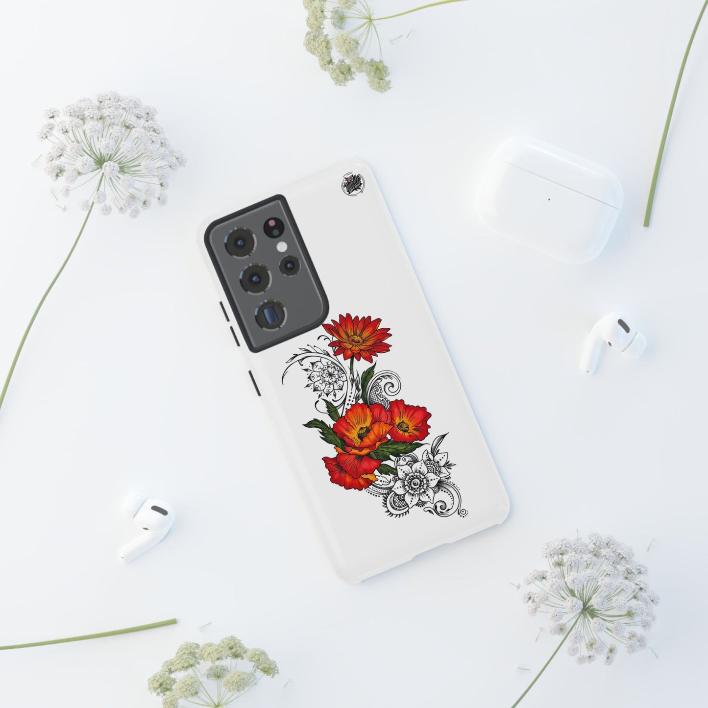 Floral Red Poppy - Tough Galaxy Phone Case Series S10-S25 Series