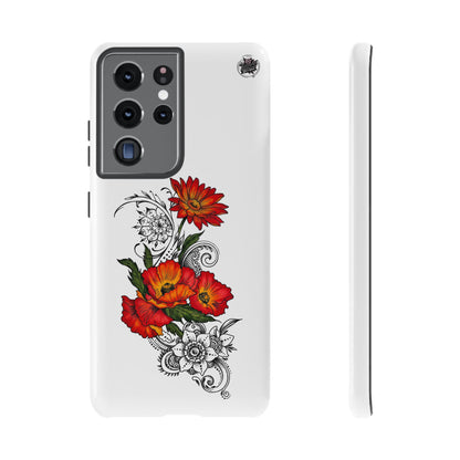 Floral Red Poppy - Tough Galaxy Phone Case Series S10-S25 Series