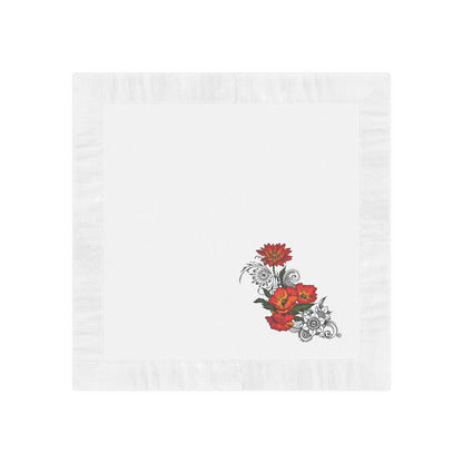 Floral Red Poppy Cocktail Napkins — Elegant Botanical Party Napkins