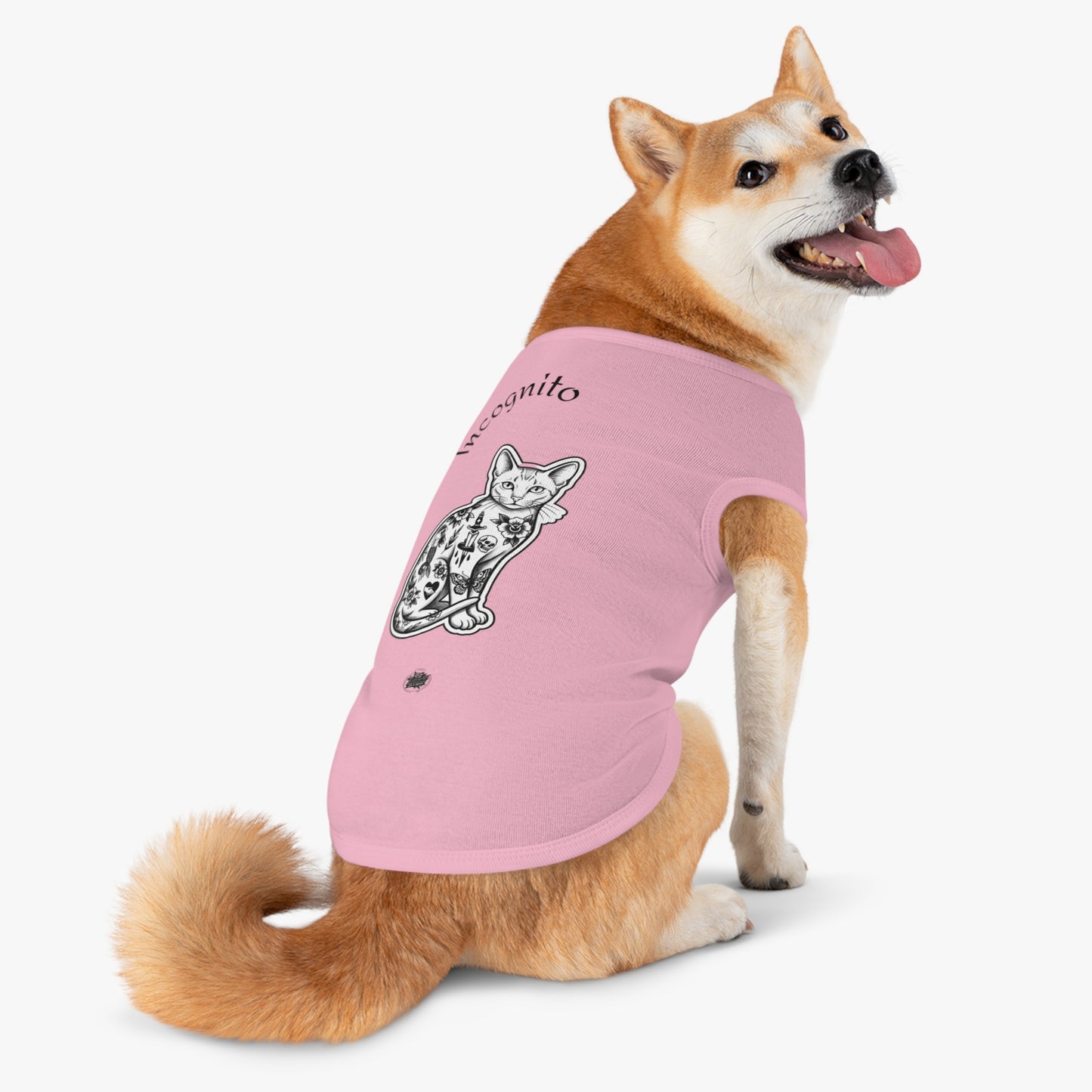Incognito Tattoo Cat Pet Tank Top — Funny 'Incognito' Graphic Tank for Large Dogs
