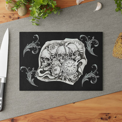 Skull Time - Glass Cutting Board
