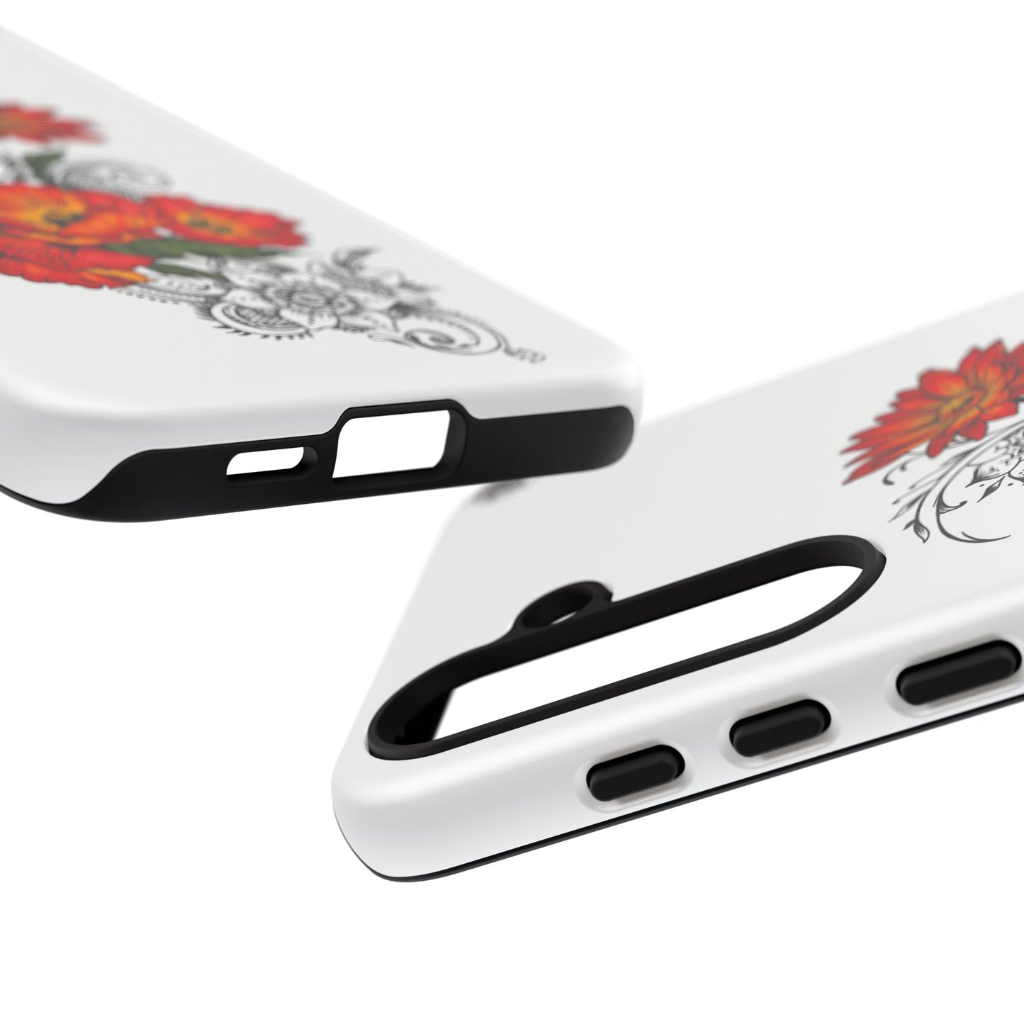 Floral Red Poppy - Tough Galaxy Phone Case Series S10-S25 Series