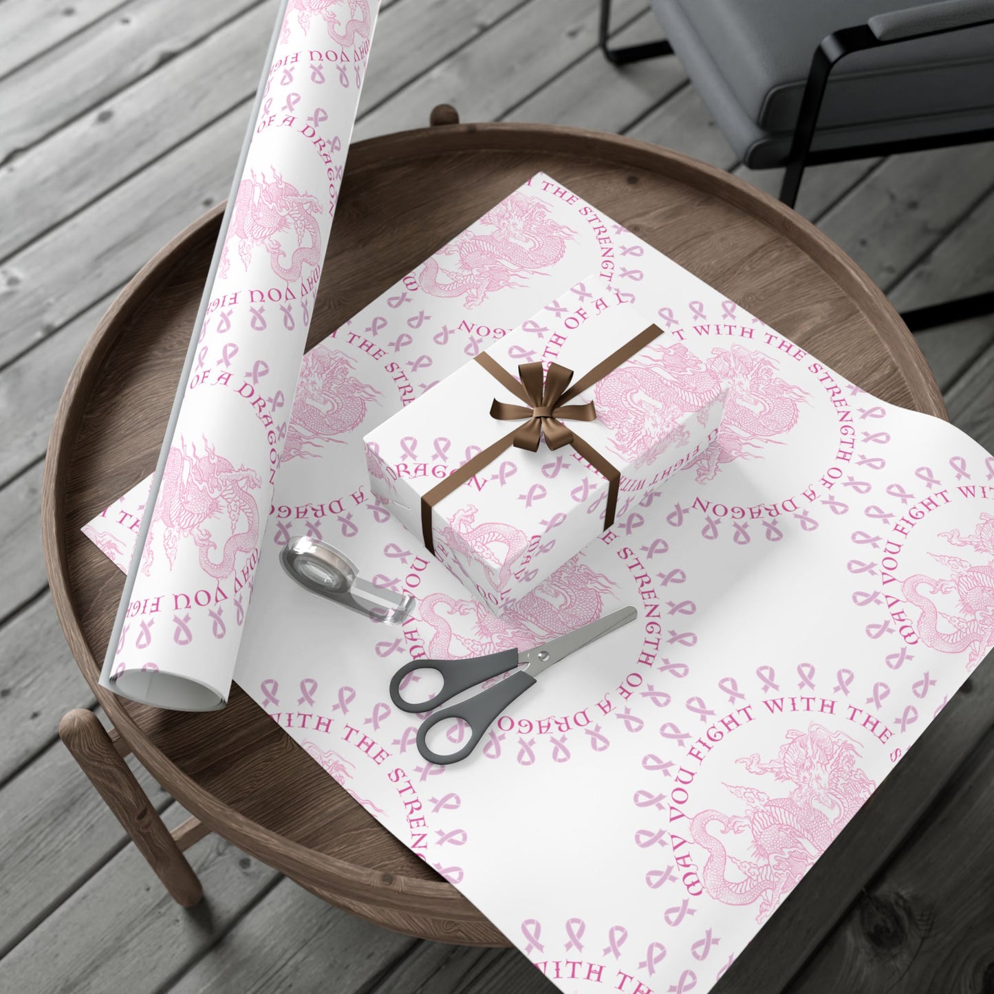 Dragon Strength Gift Wrap Paper — "May You Fight With the Strength of a Dragon" Tattoo Artwork