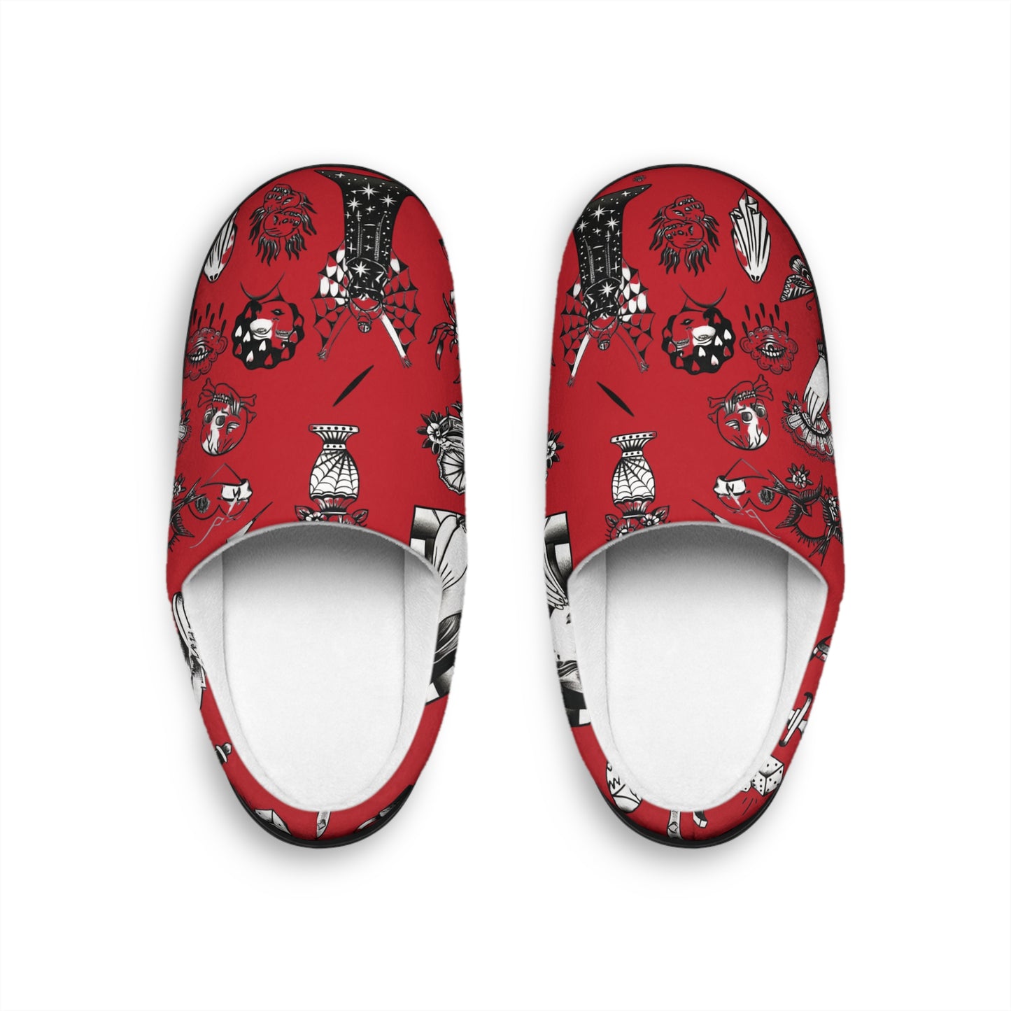 Original Tattoo Art - Red & Black Comfy House Slippers