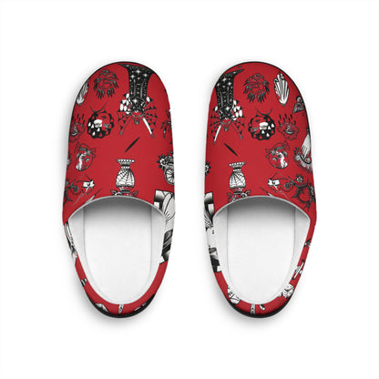 Original Tattoo Art - Red & Black Comfy House Slippers