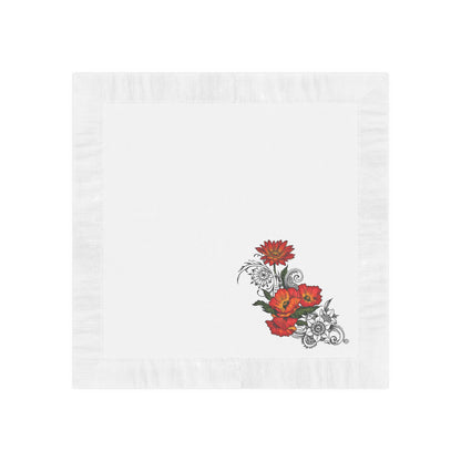 Floral Red Poppy Cocktail Napkins — Elegant Botanical Party Napkins
