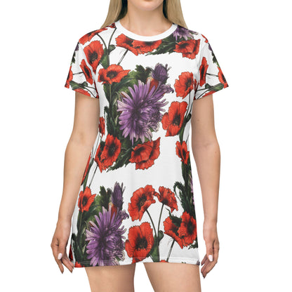 Red Poppy Purple Aster - Dress