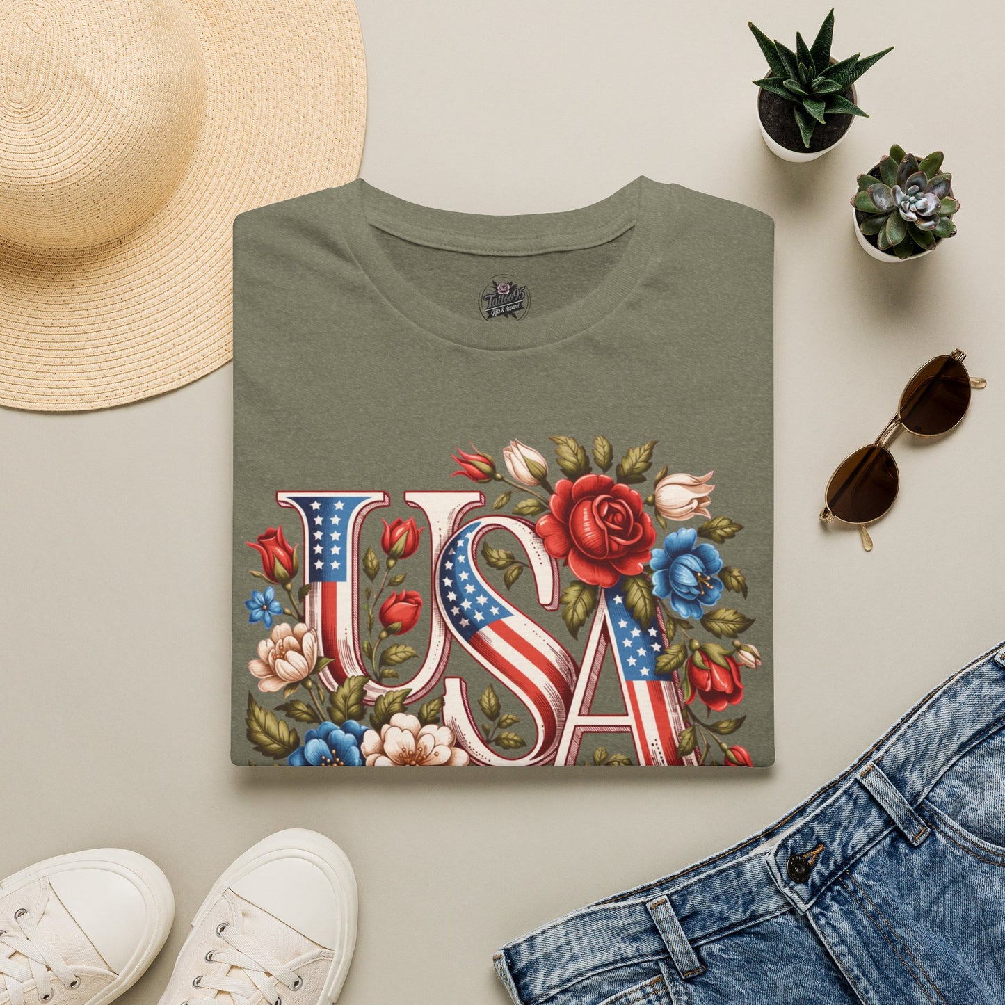 Floral USA 250th T-Shirt — Happy Birthday America