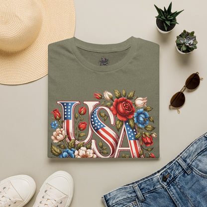 Floral USA 250th T-Shirt — Happy Birthday America