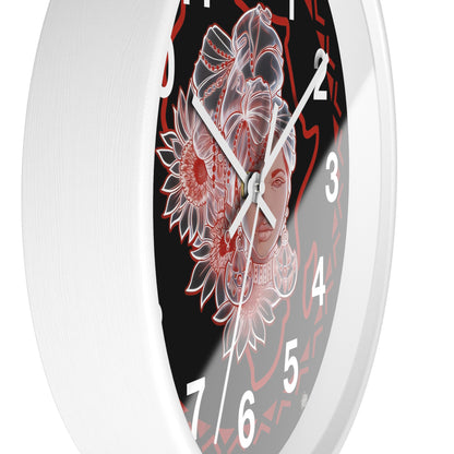 Gele Girl - Wall Clock Black Background