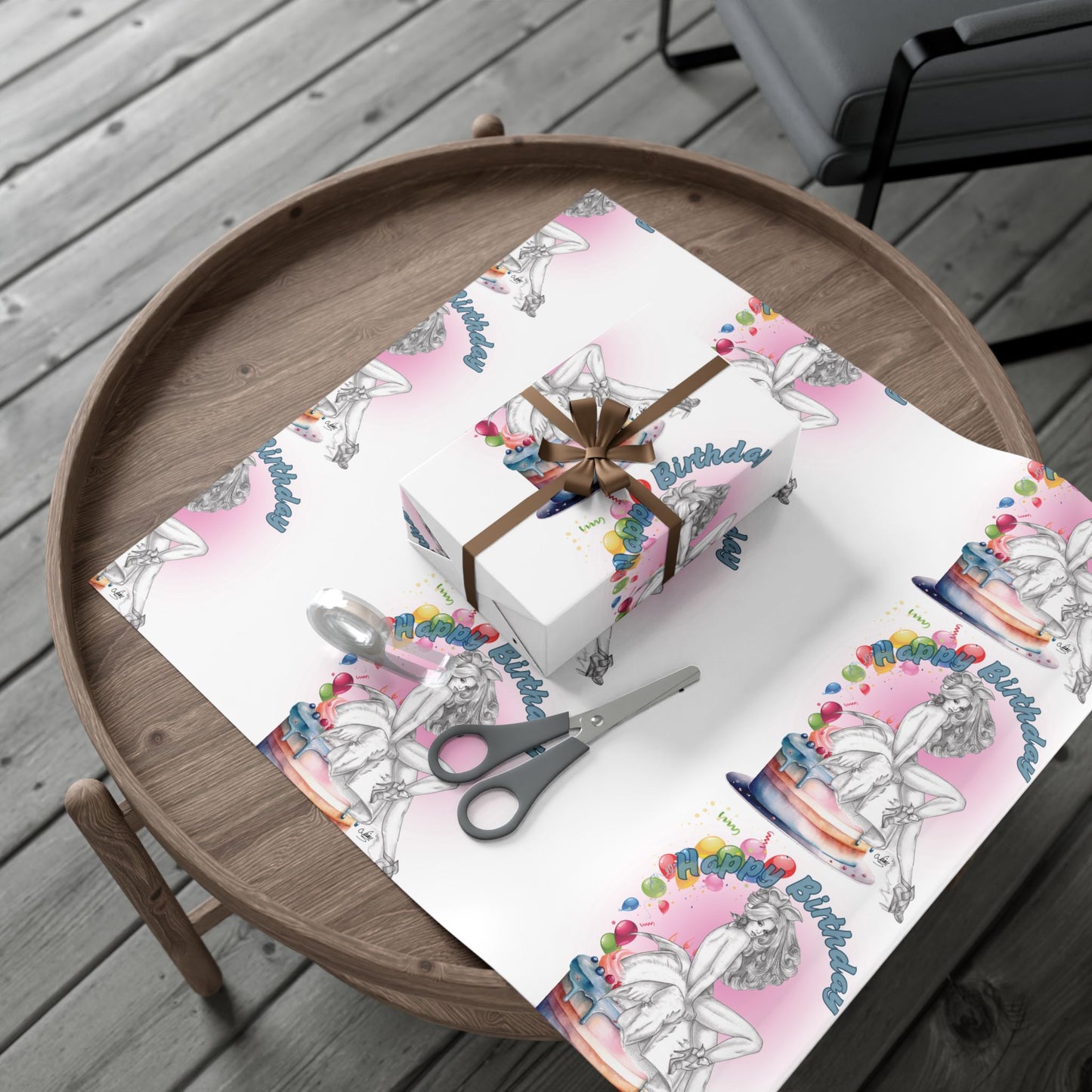 Gift Wrapping Paper, BIRTHDAY Pretty Bunny Pin Up